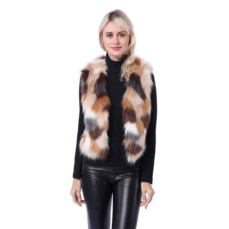 Imitation fox fur fur vest new women's short Korean style colorful waistcoat JFW241