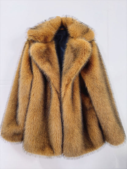 European and American autumn and winter new style imitation Tuscany artificial fur mid-length women's coat to keep warm KJ03