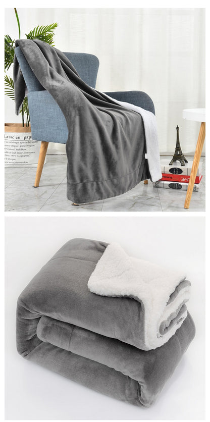 Popular autumn and winter lambswool blanket, thickened double-layer flannel blanket, high-end vacuum packaging, comfortable and warm