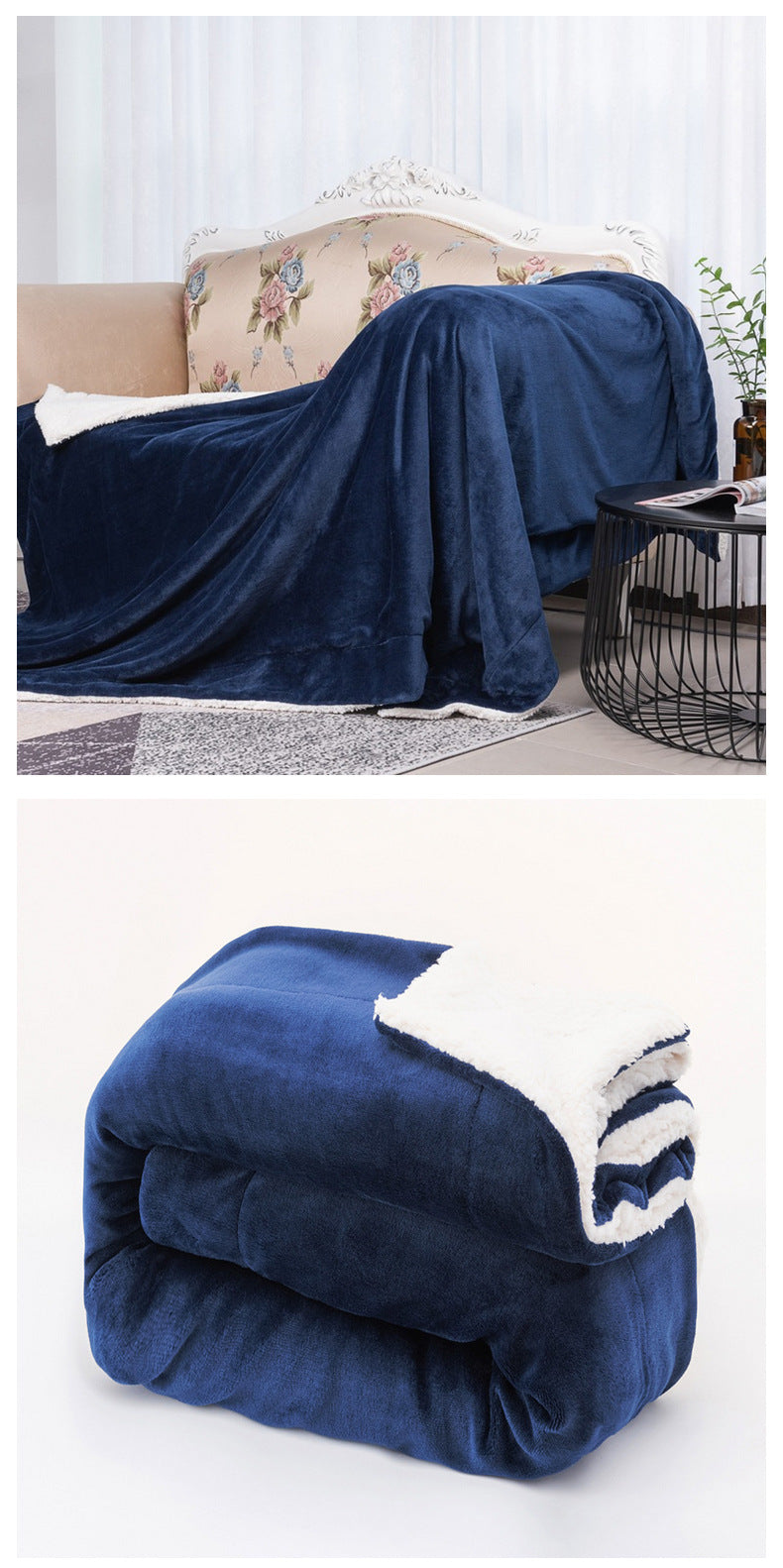 Popular autumn and winter lambswool blanket, thickened double-layer flannel blanket, high-end vacuum packaging, comfortable and warm