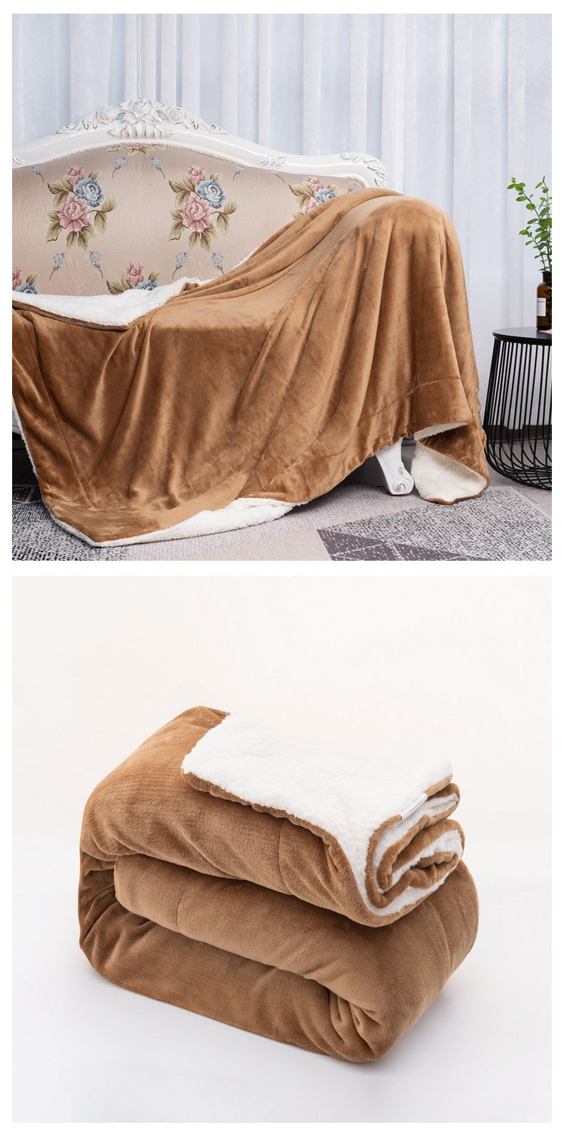 Popular autumn and winter lambswool blanket, thickened double-layer flannel blanket, high-end vacuum packaging, comfortable and warm