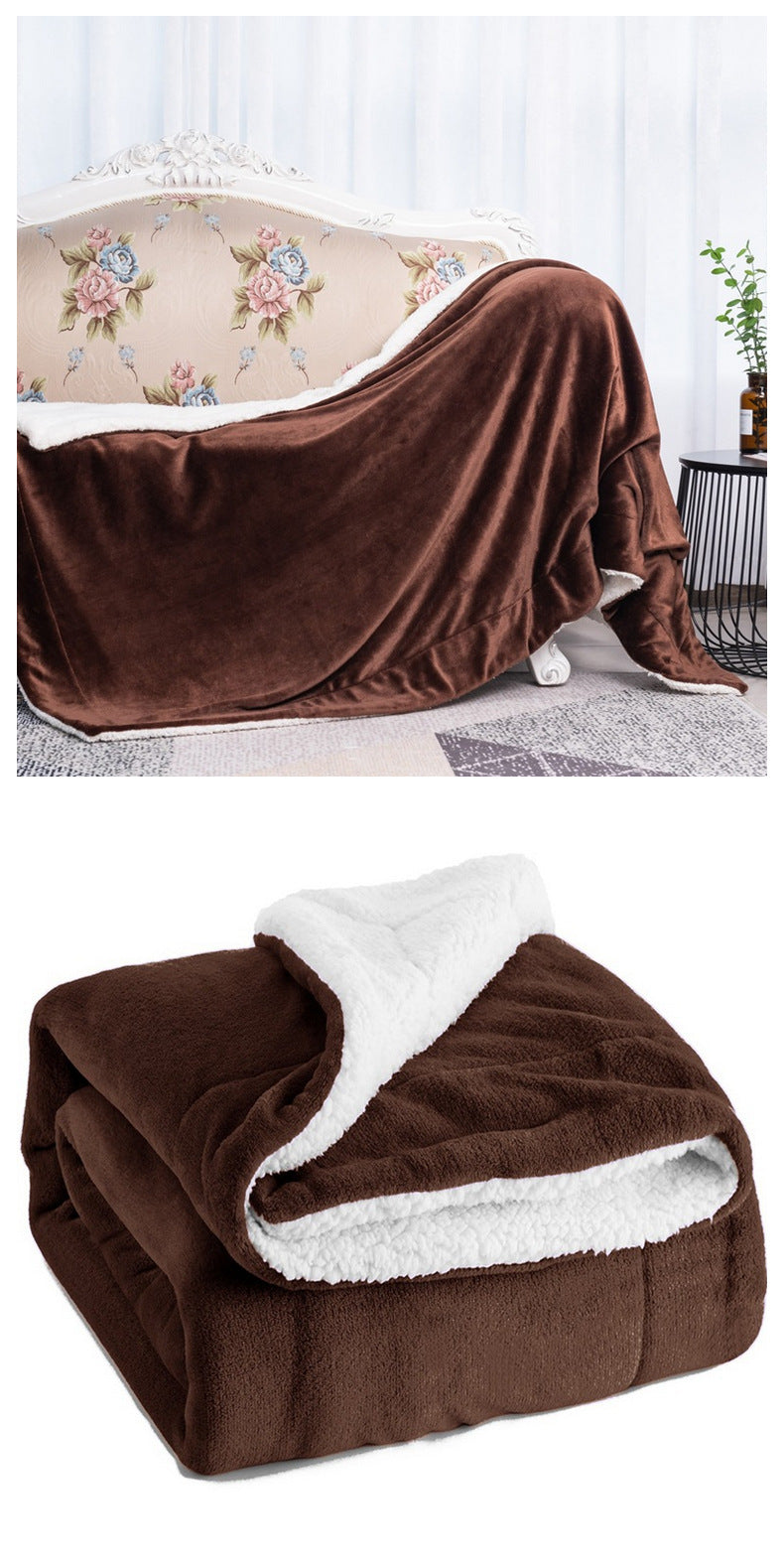 Popular autumn and winter lambswool blanket, thickened double-layer flannel blanket, high-end vacuum packaging, comfortable and warm