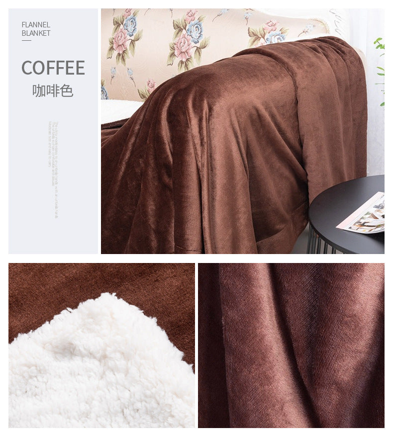 Popular autumn and winter lambswool blanket, thickened double-layer flannel blanket, high-end vacuum packaging, comfortable and warm