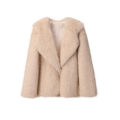 European and American autumn and winter new style lapel fur coats for women, artificial fur jackets, loose Korean style mid-length coats for women KJ40