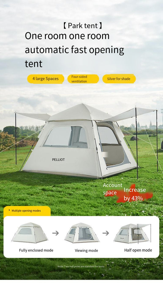 Outdoor camping fully automatic silver-coated tent portable folding park multi-person tent silver-coated rain-proof and sun-proof camp