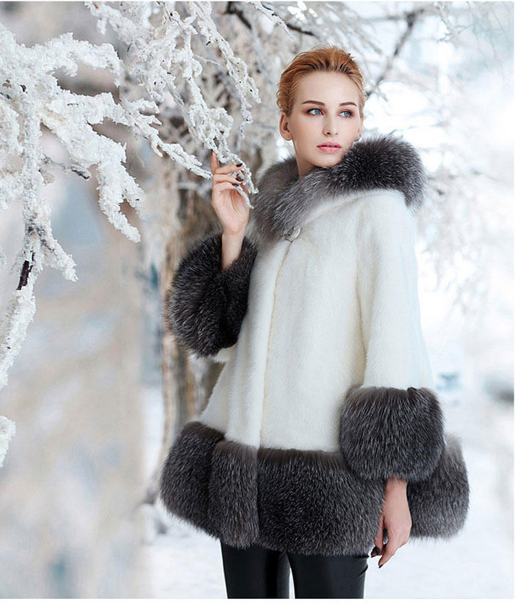 Fur coat mid-length winter eco-friendly artificial fur large size simulated fur mink women's slim hooded fur thickened KJ35