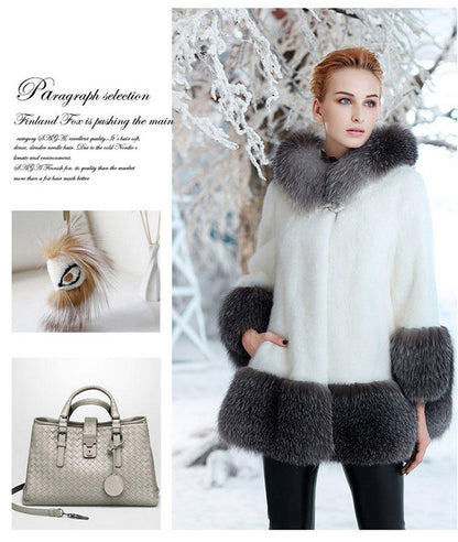 Fur coat mid-length winter eco-friendly artificial fur large size simulated fur mink women's slim hooded fur thickened KJ35