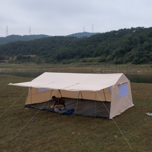 Outdoor activity tent company team building camping four rooms and one hall cotton ridge tent canopy windshield and sun protection conference room