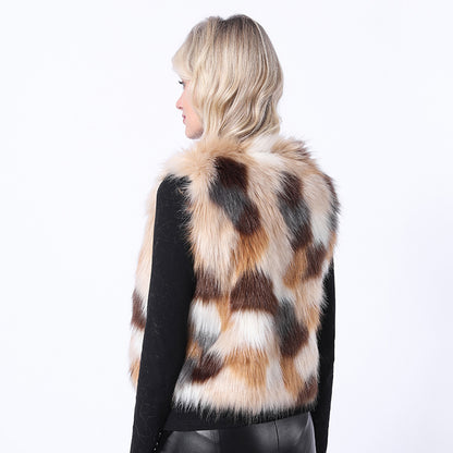 Imitation fox fur fur vest new women's short Korean style colorful waistcoat JFW241